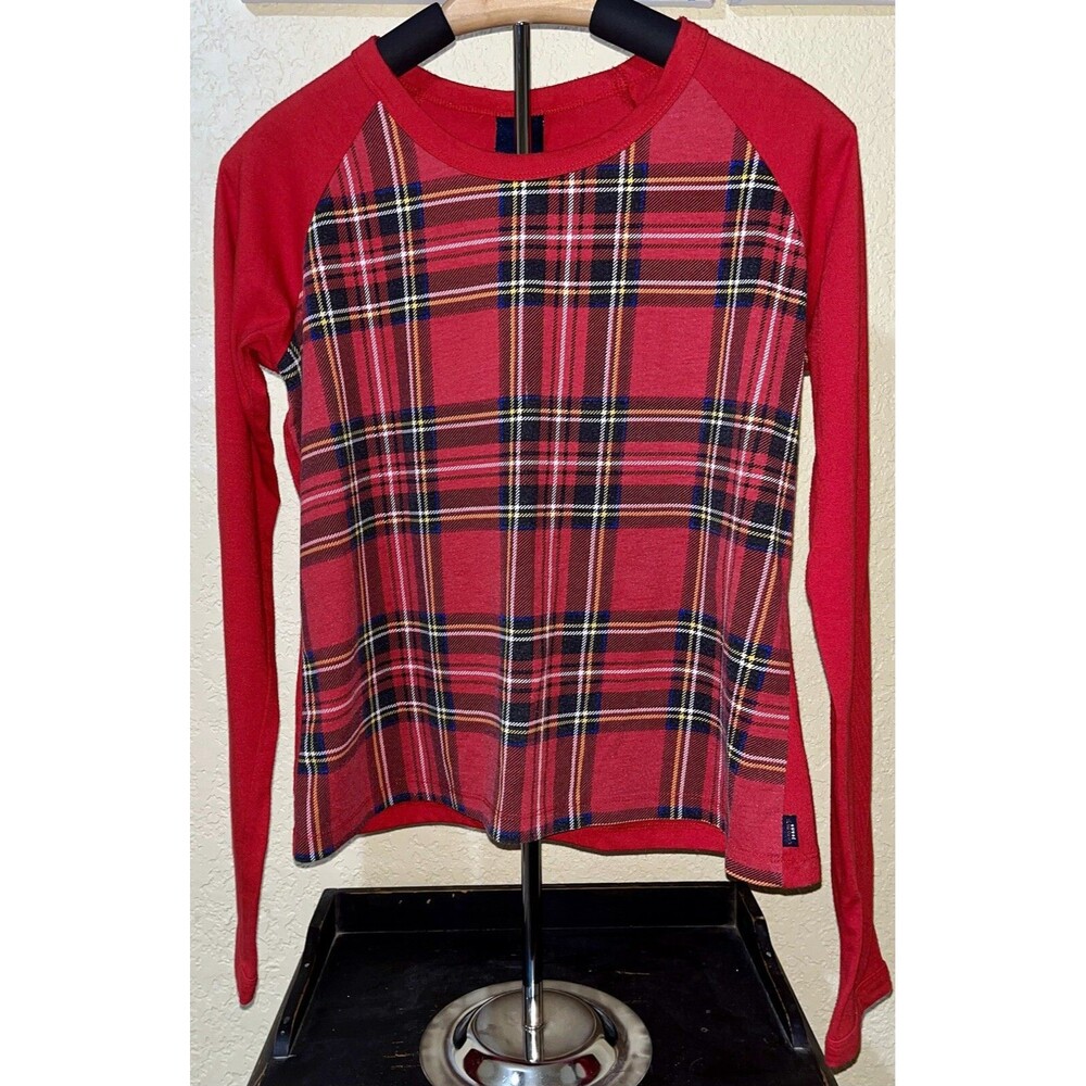 Y2K Tommy Hilfiger Shirt Womens Large Red Long Sleeve Plaid Blouse